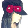 AUGUST HAT | כובע שחור פרח ורוד אוגוסט הט