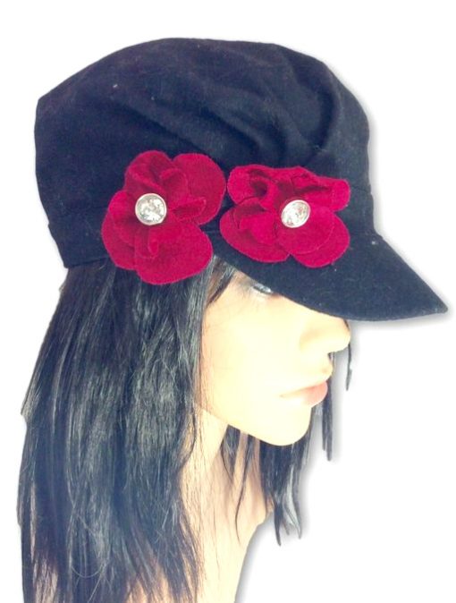 AUGUST HAT | כובע שחור פרח ורוד אוגוסט הט